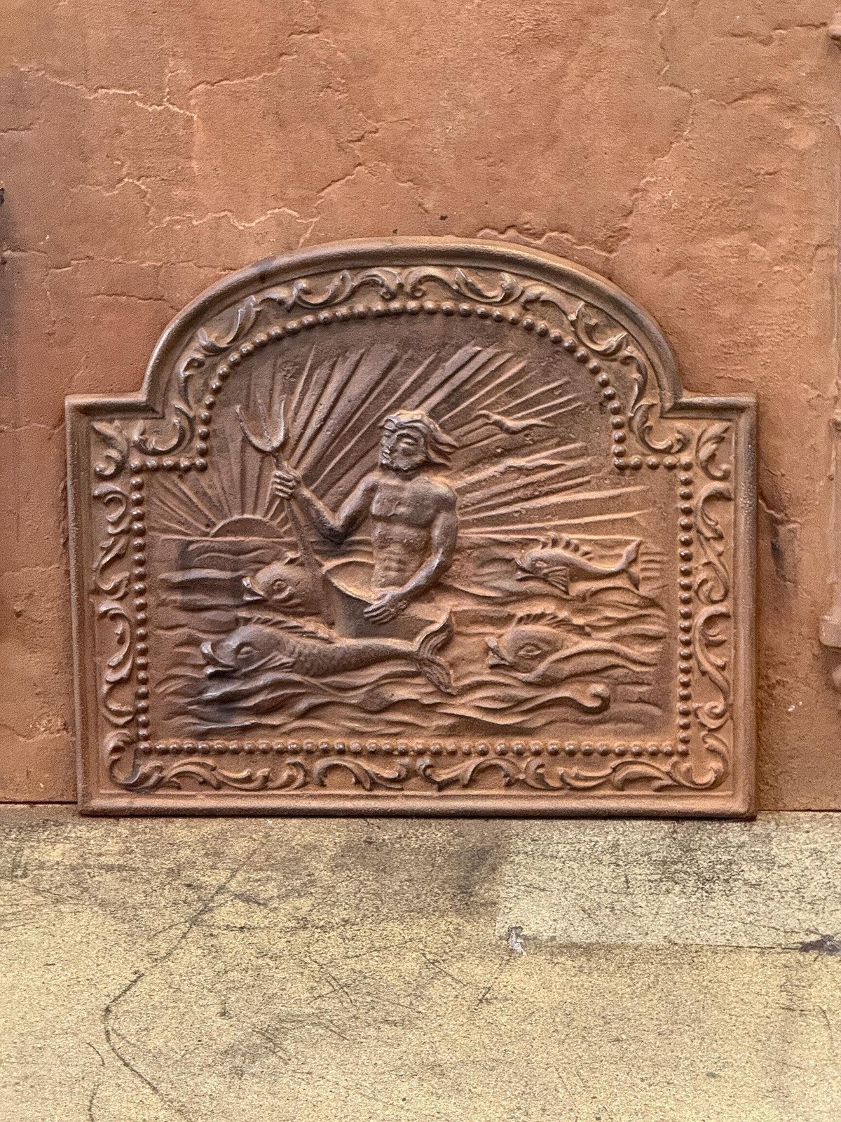 French Art Nouveau Style 'Neptune' Fireback / Backsplash, 20th Century photo furniture