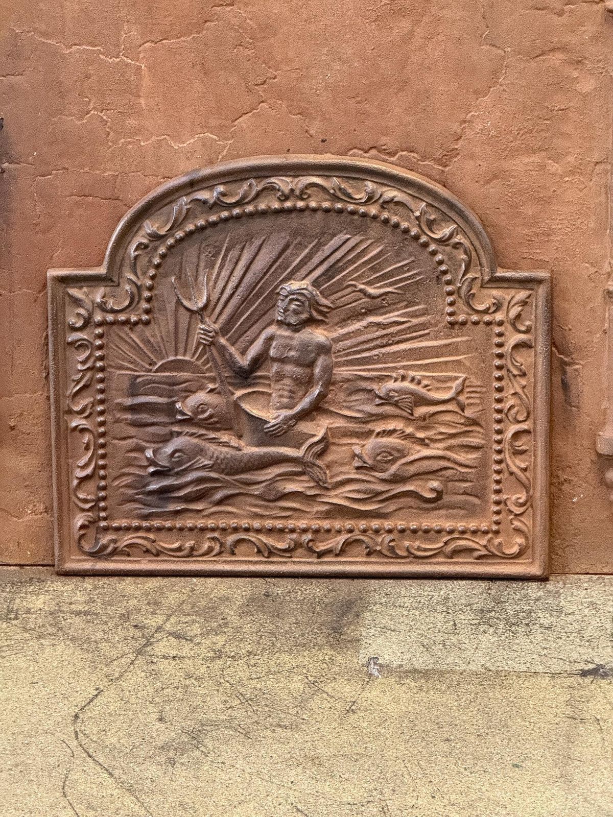 French Art Nouveau Style 'Neptune' Fireback / Backsplash, 20th Century photo Home Fixtures