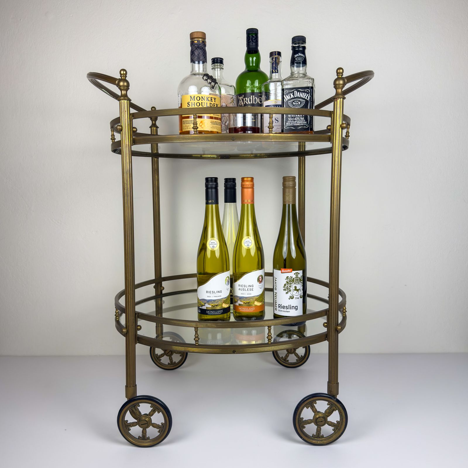 1280.0 Vintage Brass Bar Cart, France 1950s photo