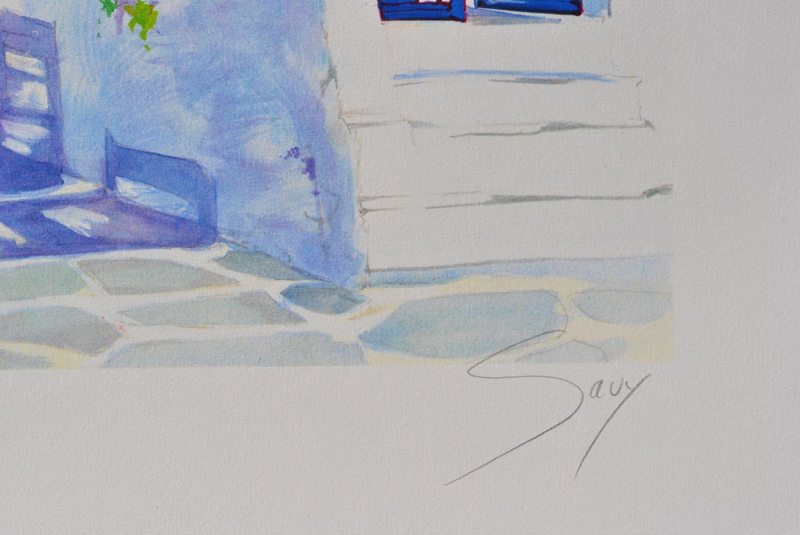 Andre Savy Riviera : Sailboat At Santorini   Original Lithograph, Handsigned & Ltd /390 1982 photo for sale