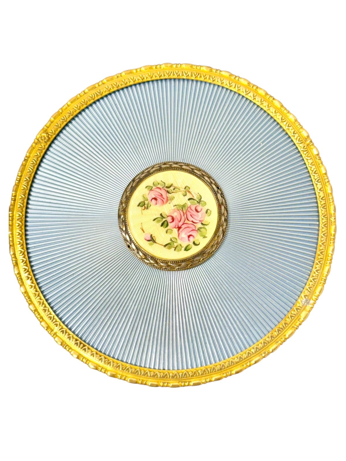 photo furniture Gilded Metal & Guilloché Enamel Jewelry Box With Hand Painted Miniature