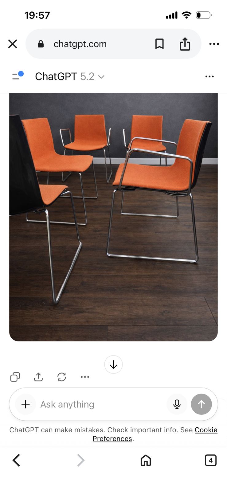Arper Catifa 46 Chairs Studio / Office Orange Set Of Four. photo Furniture