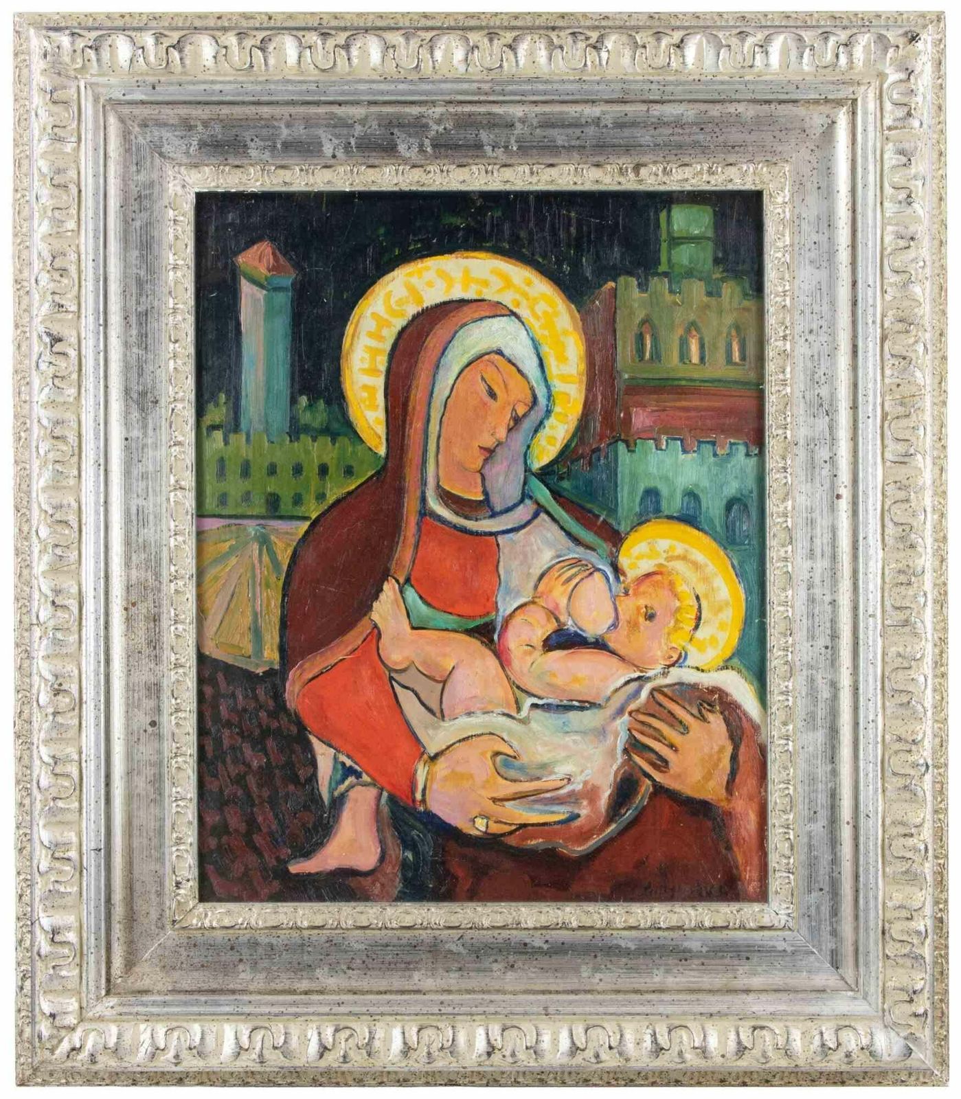 Sirio Pellegrini Mary And Child Jesus   Paint By Sirio Pellegrini   1965 1965