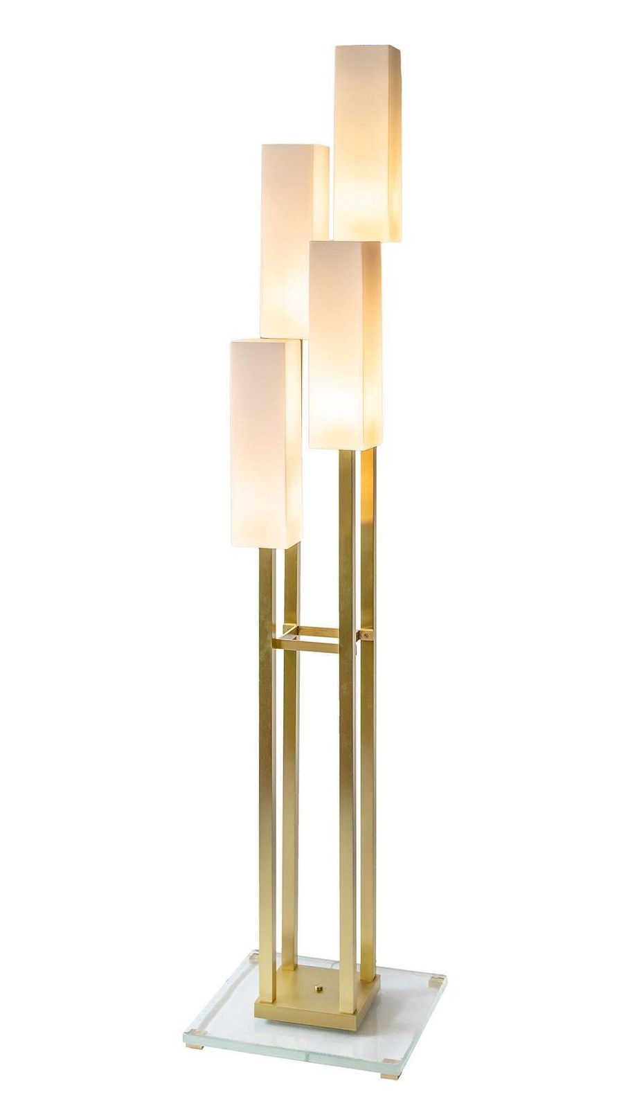 Pair Of Italian Brass And Glass Floor Lamps photo furniture