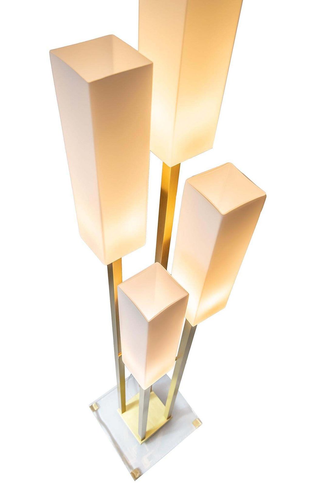 Pair Of Italian Brass And Glass Floor Lamps photo vinterior