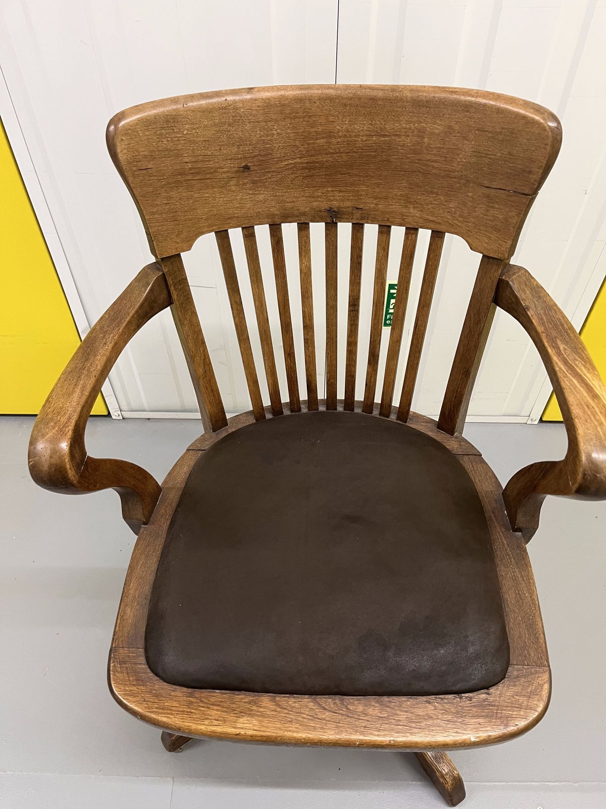 Captain's Chair Victorian Oak Swivel Chair With Iron Detail photo 400.0
