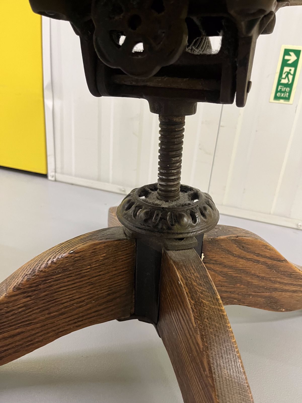 Captain's Chair Victorian Oak Swivel Chair With Iron Detail photo vinterior