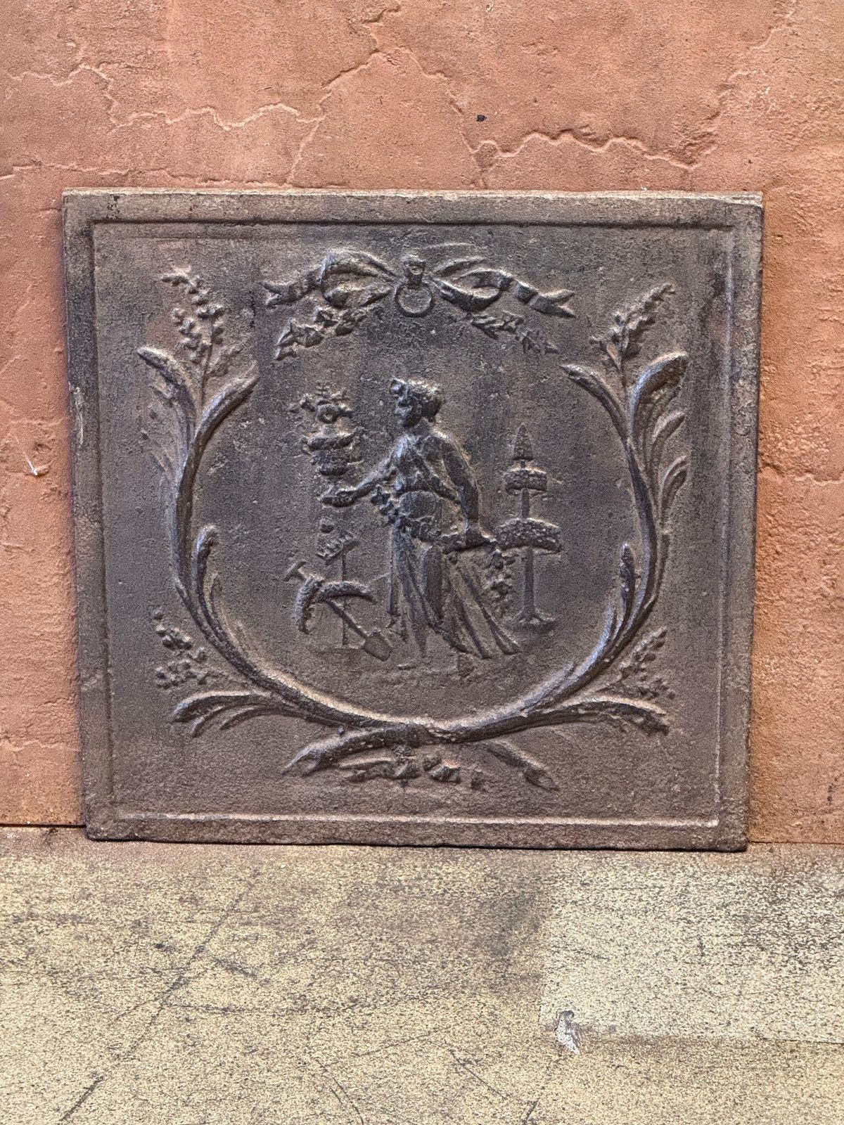 Antique 'Gardening' Fireback' / Backsplash, Neoclassical Period photo Home Fixtures