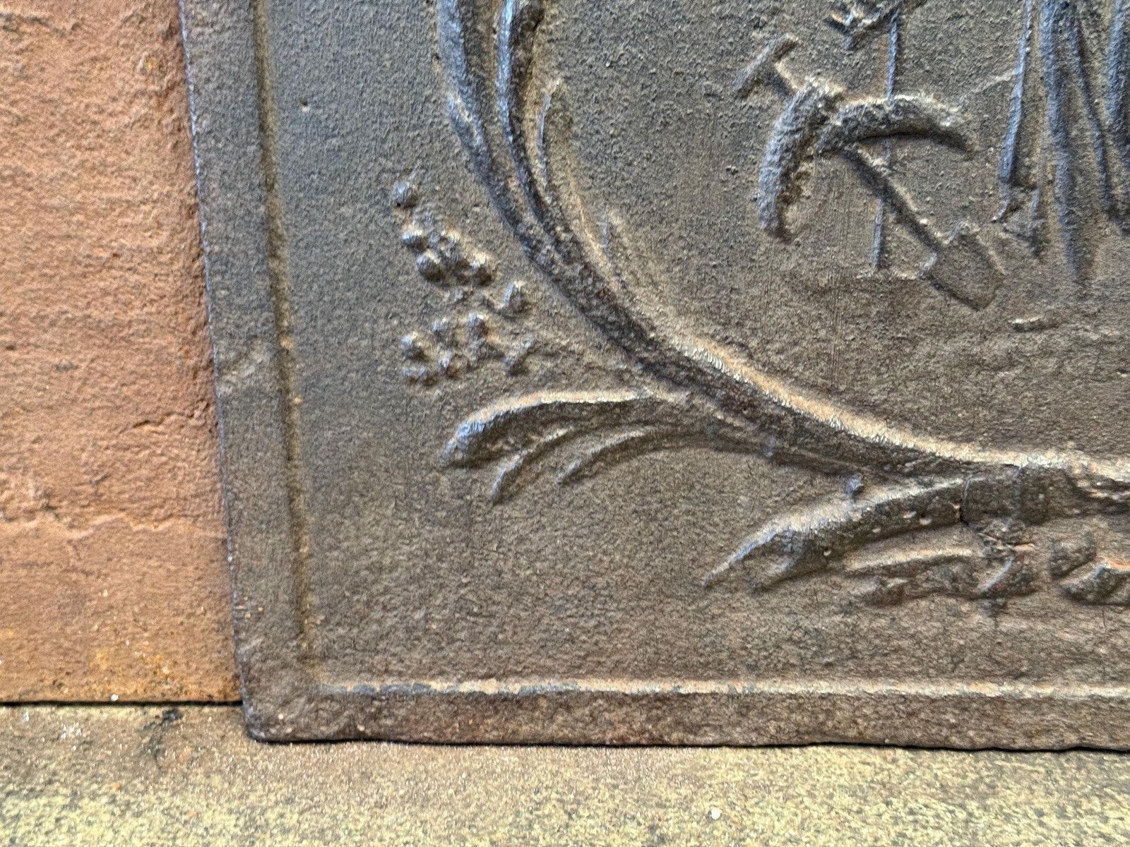 421.0 Antique 'Gardening' Fireback' / Backsplash, Neoclassical Period photo