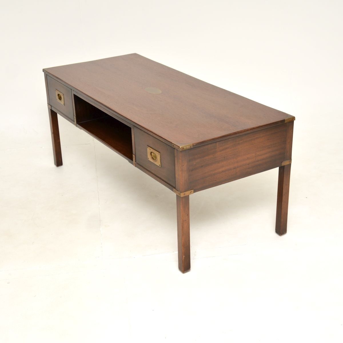 Antique Mahogany Military Campaign Style Coffee Table photo for sale