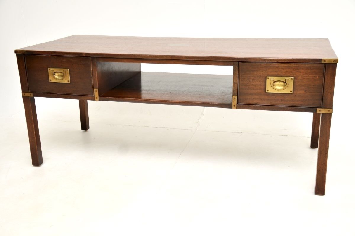 Furniture Antique Mahogany Military Campaign Style Coffee Table photo