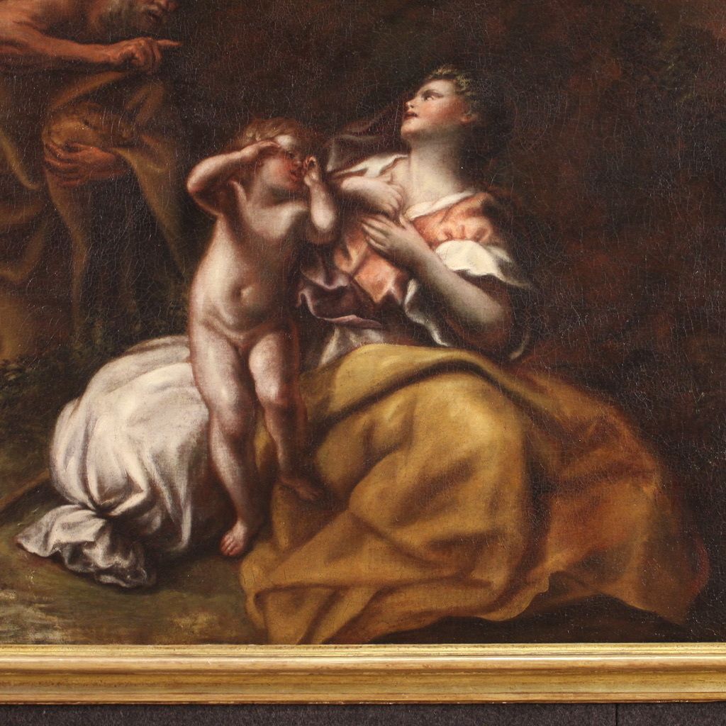 Religious Painting From The 17th Century, Abraham Sending Away Hagar And Ishmael photo for sale