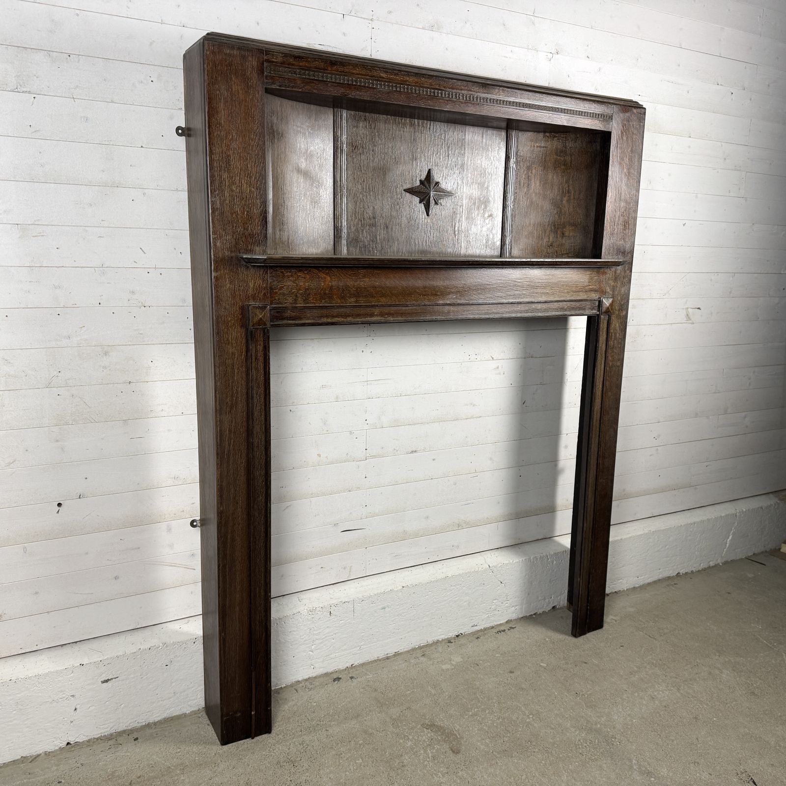 Tall Antique Deco Oak Fireplace Surround photo vinterior
