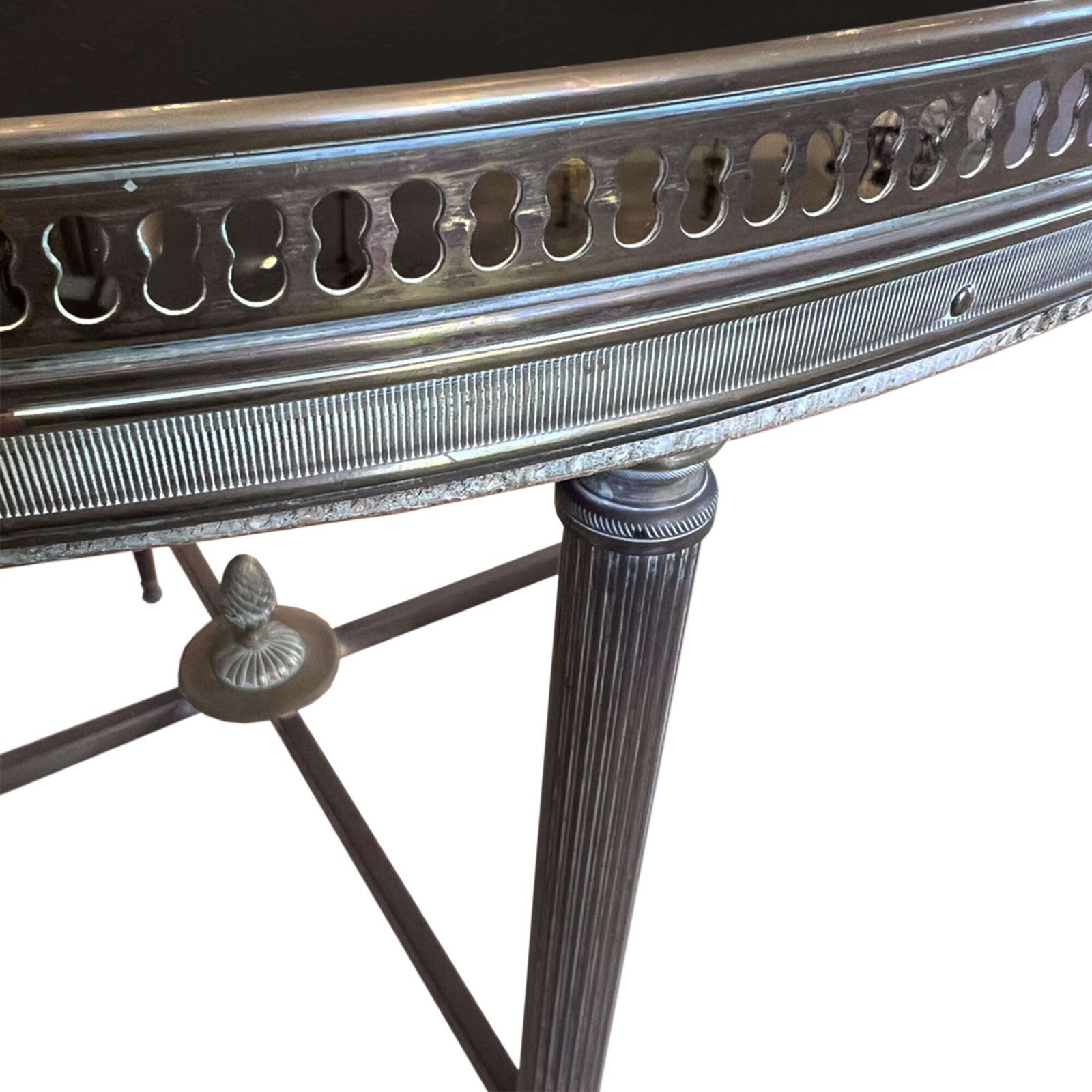 Maison Jansen Style Round Brass Side Table With Black Glass, French 1960s photo Furniture