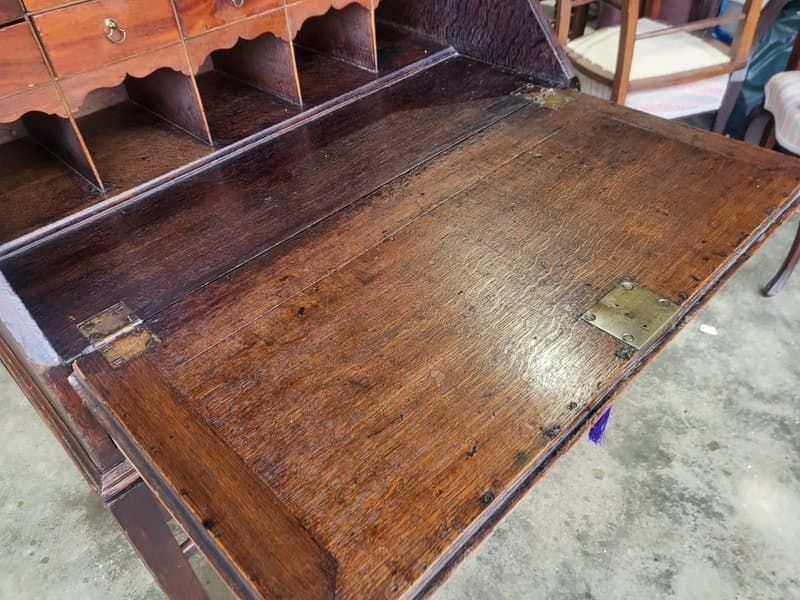 Antique Victorian Oak Bureau Desk Legs Castors Drawers photo 345.0