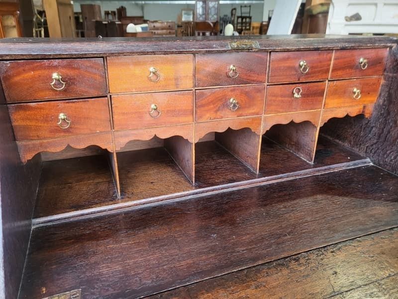 photo for sale Antique Victorian Oak Bureau Desk Legs Castors Drawers