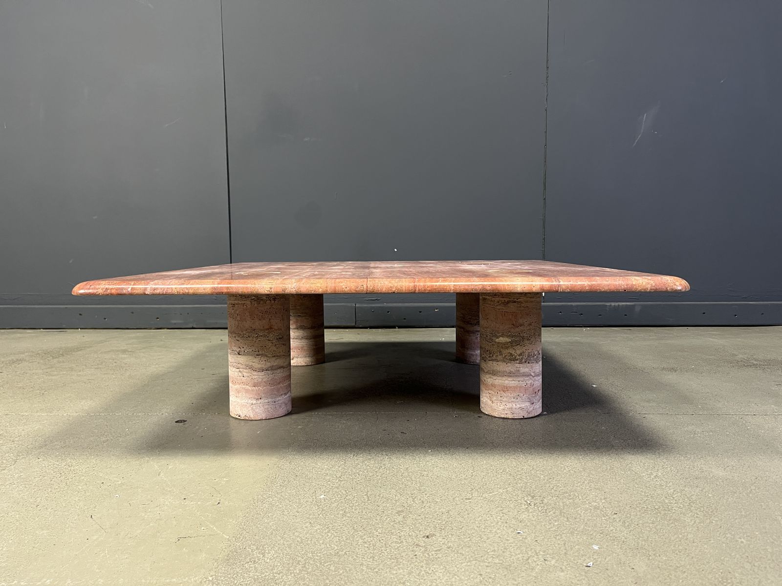 Angelo Mangiarotti Red Travertine Coffee Table For Up&Up, Italy photo Furniture