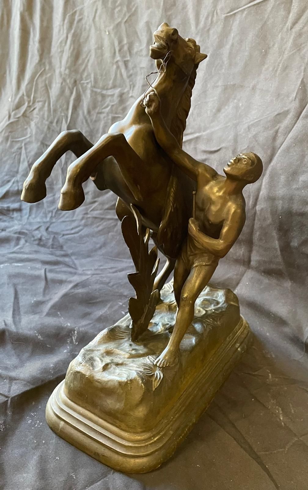 Large Vintage 20th Century Gilt Spelter Marley Horse Sculpture photo 495.0