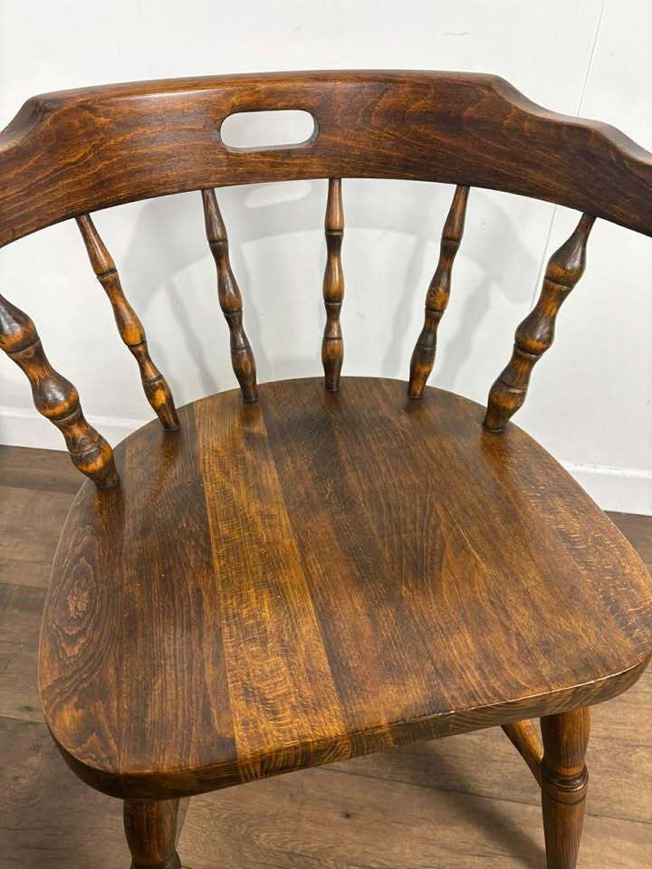 Pair Of Oak Tub Style Spindle Back Chairs photo furniture