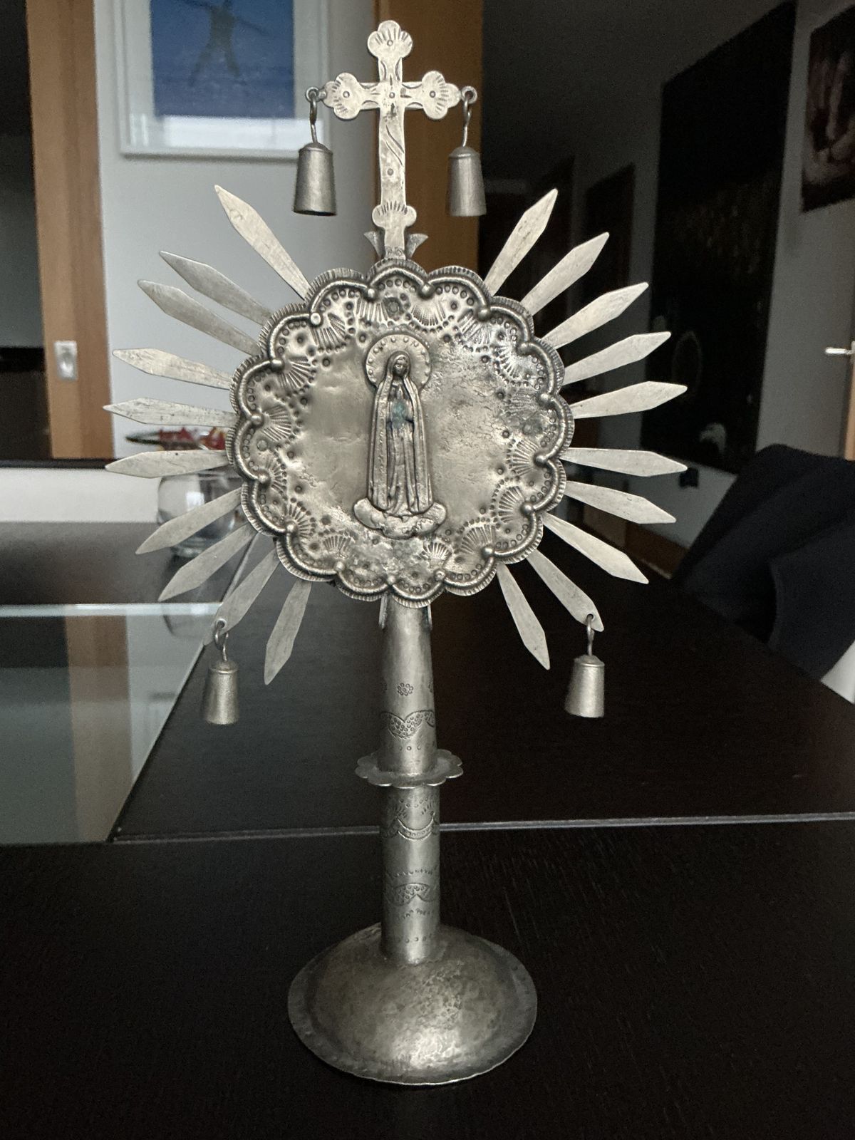 Antique Guatemalan Processional Standard Early 1900 Silvered