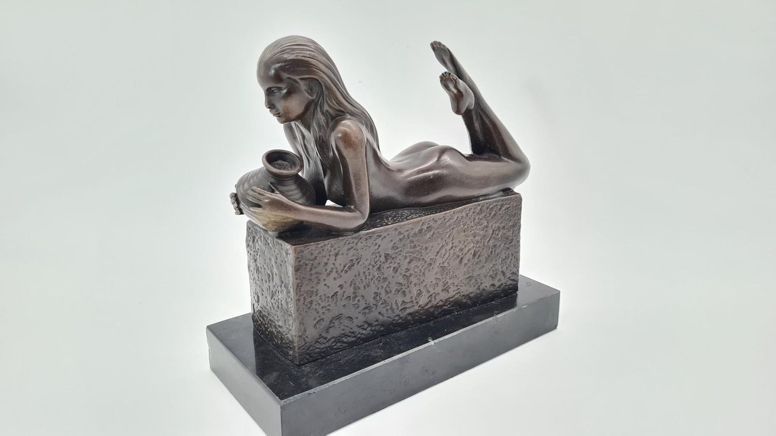 20th Century Bronze Aquarius Woman Figure From Pino, 1970s photo furniture