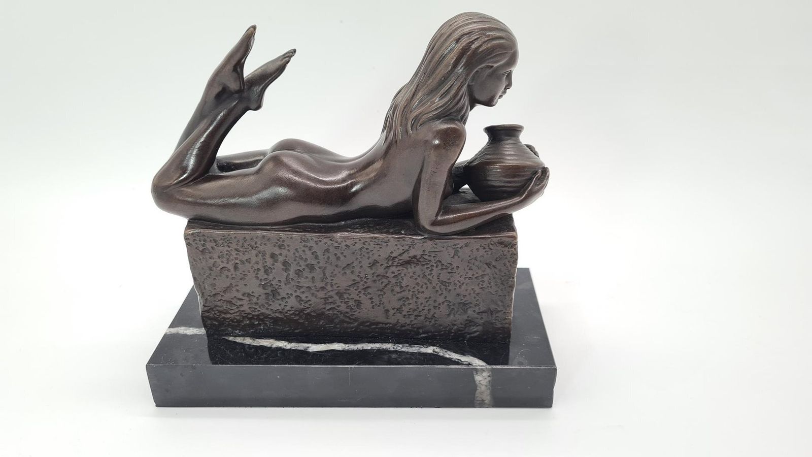 photo furniture 20th Century Bronze Aquarius Woman Figure From Pino, 1970s