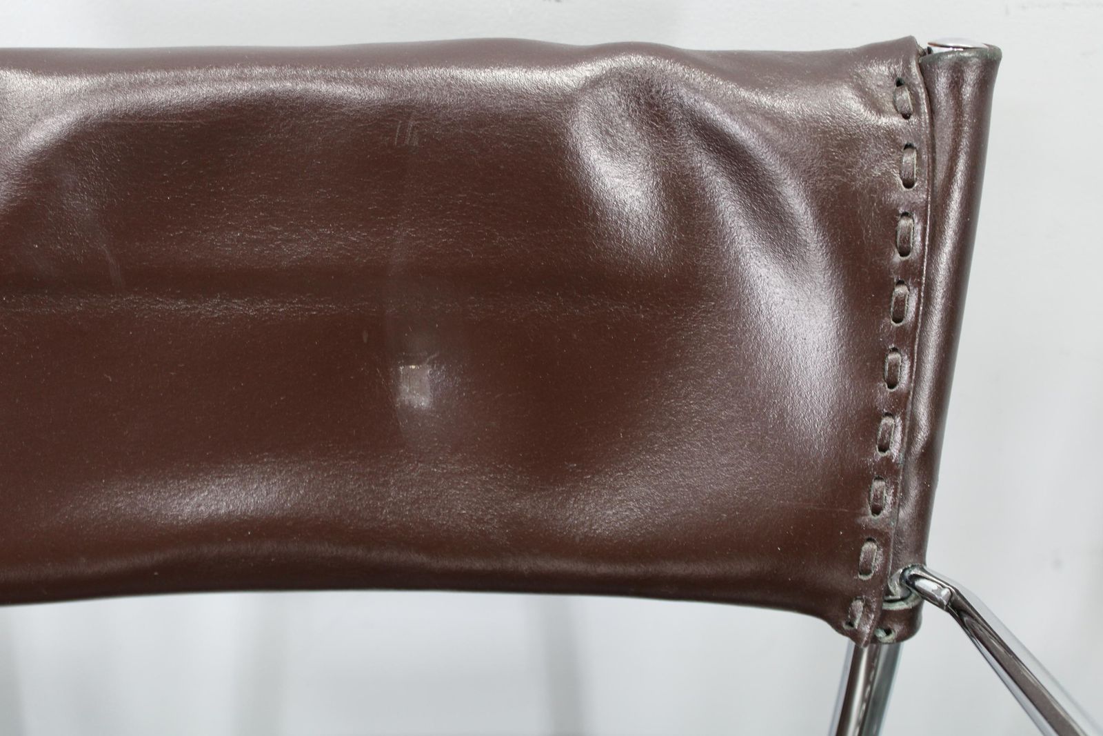 Set Of Six Italian Leather And Chrome Armchairs By Arper photo vinterior