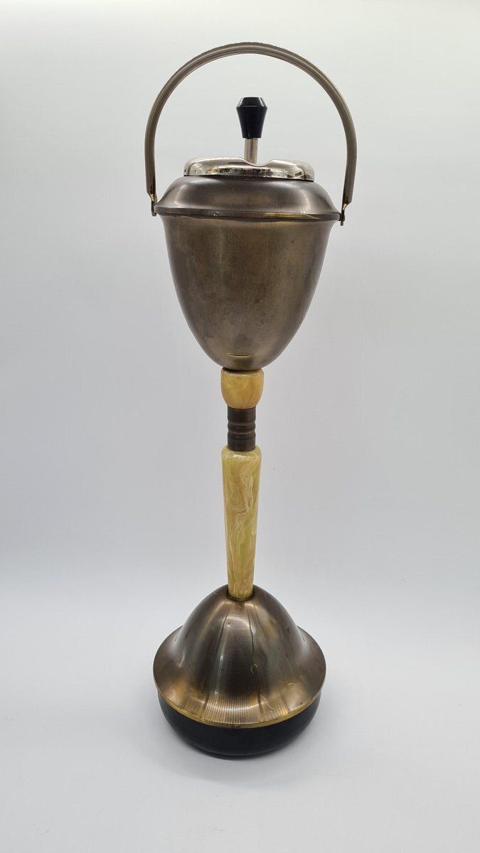Standing Ashtray In Beige Onyx And Bronze Metal, Austria, 1960 photo for sale