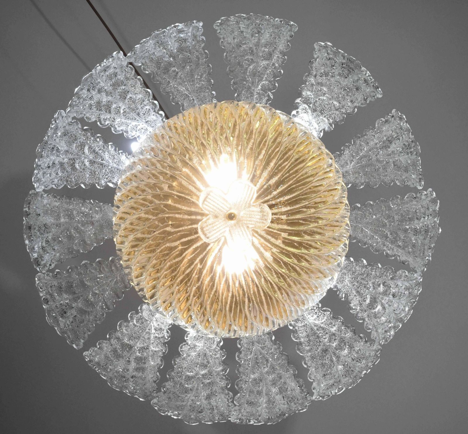 Lovely Transparent Murano Glass Leave Ceiling Light Or Chandelier 1970s photo Lighting