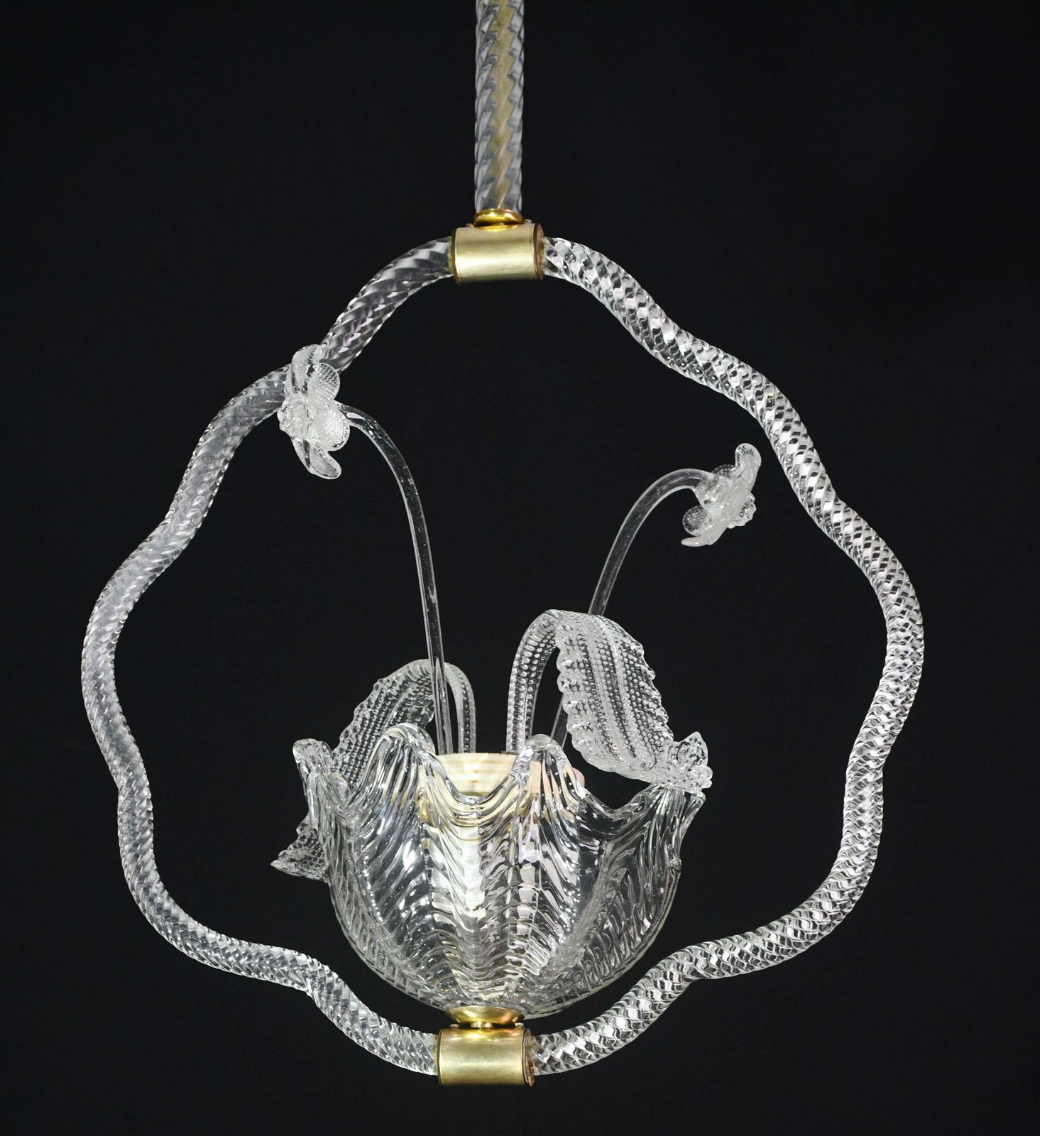 Art Decò Trasparent Barovier E Toso Light With Flowers 1940s photo Lighting