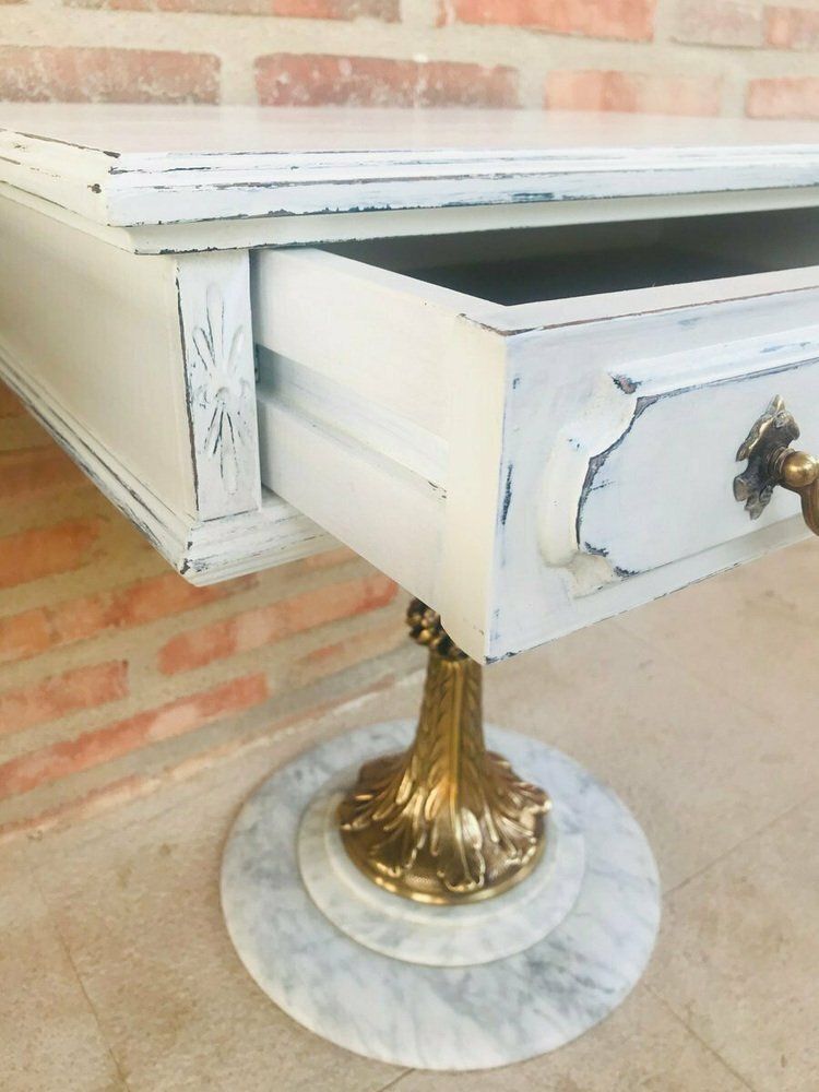 2486.0 Neoclassical Side Tables With Drawers And Marble Bases, 1950, Set Of 2 photo