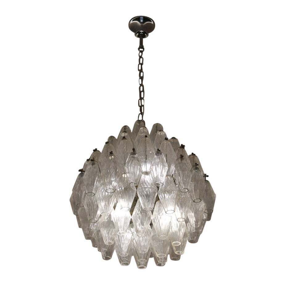 Venini Poliedro Chandelier Carlo Scarpa Round 1950s