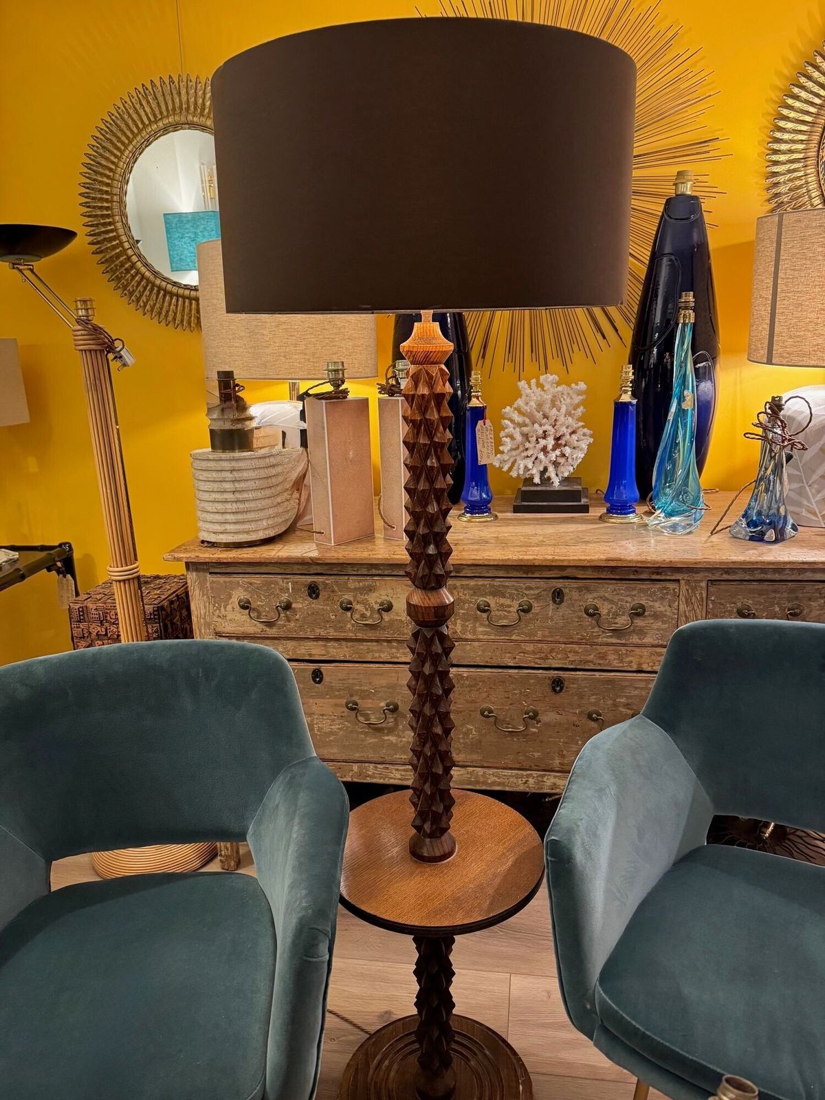An Unusual French 1940s Brutalist Oak Floor Lamp Attributed To Charles Dudouyt photo furniture