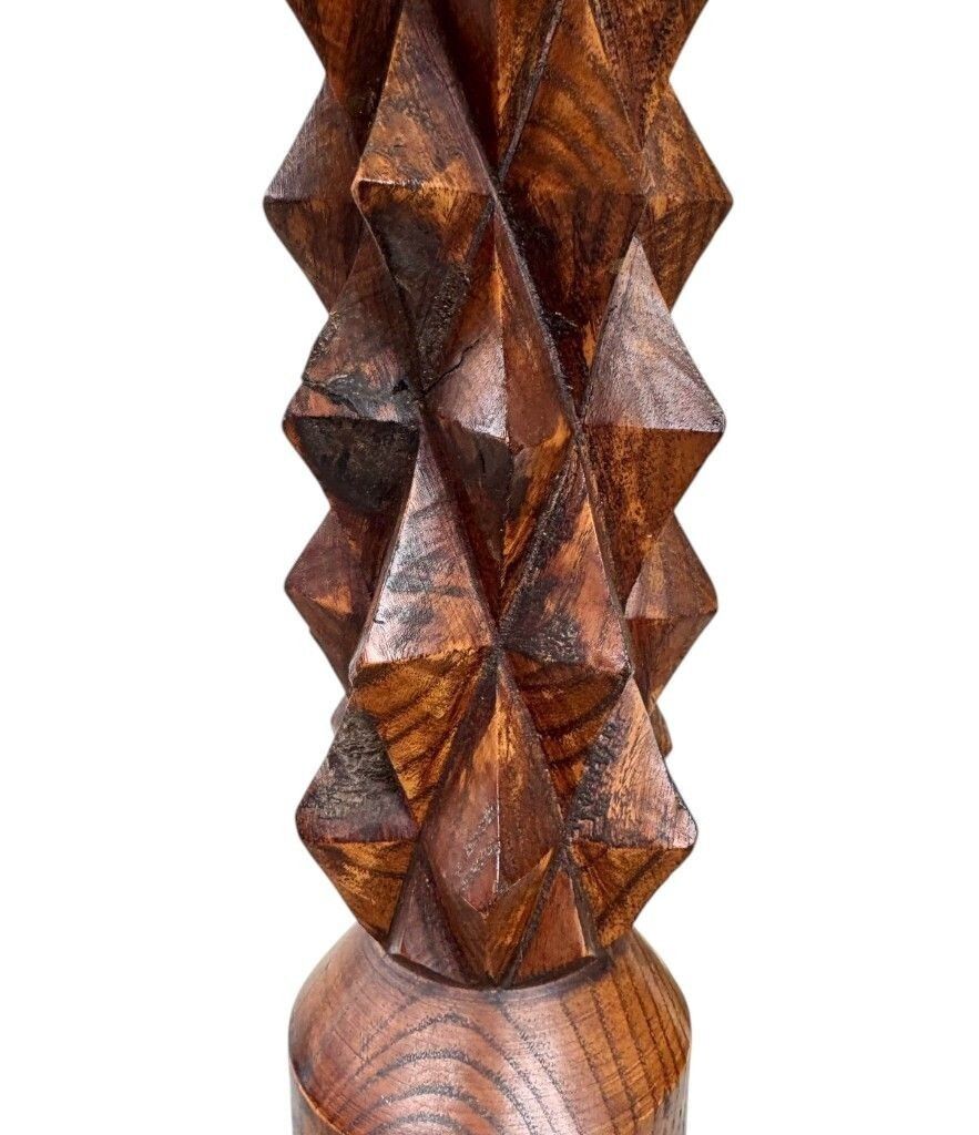 An Unusual French 1940s Brutalist Oak Floor Lamp Attributed To Charles Dudouyt photo for sale