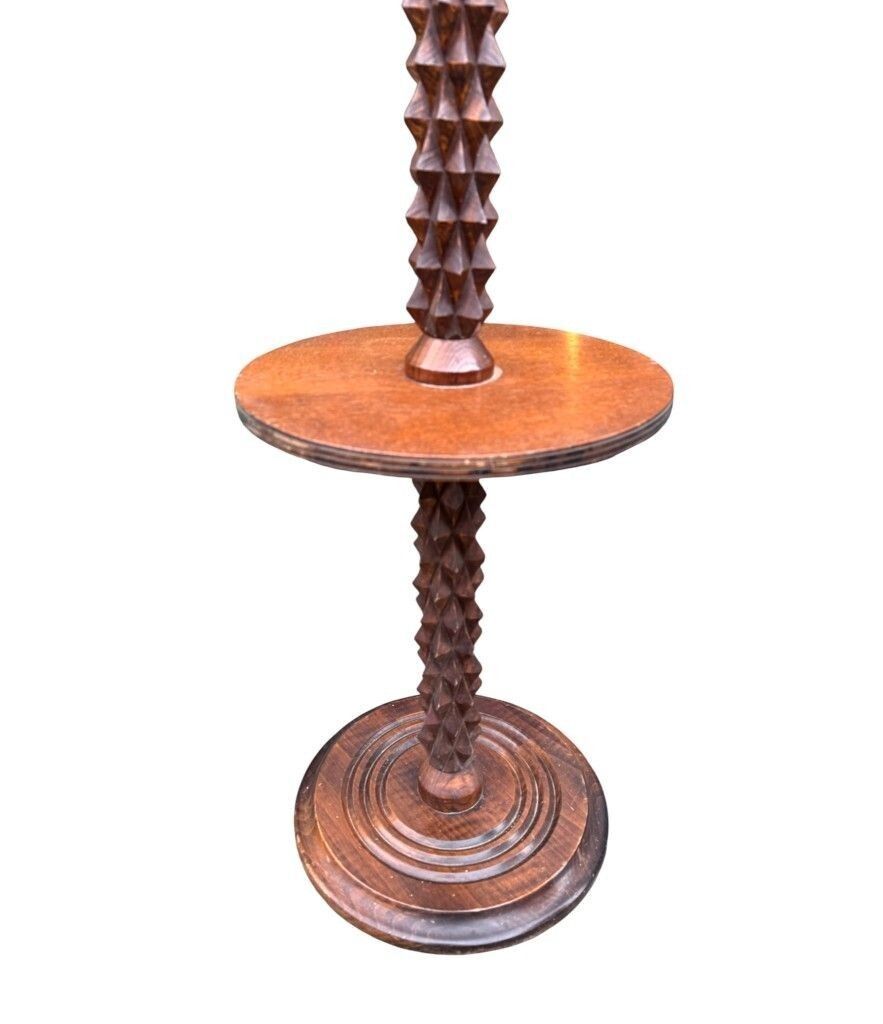 An Unusual French 1940s Brutalist Oak Floor Lamp Attributed To Charles Dudouyt photo Lighting