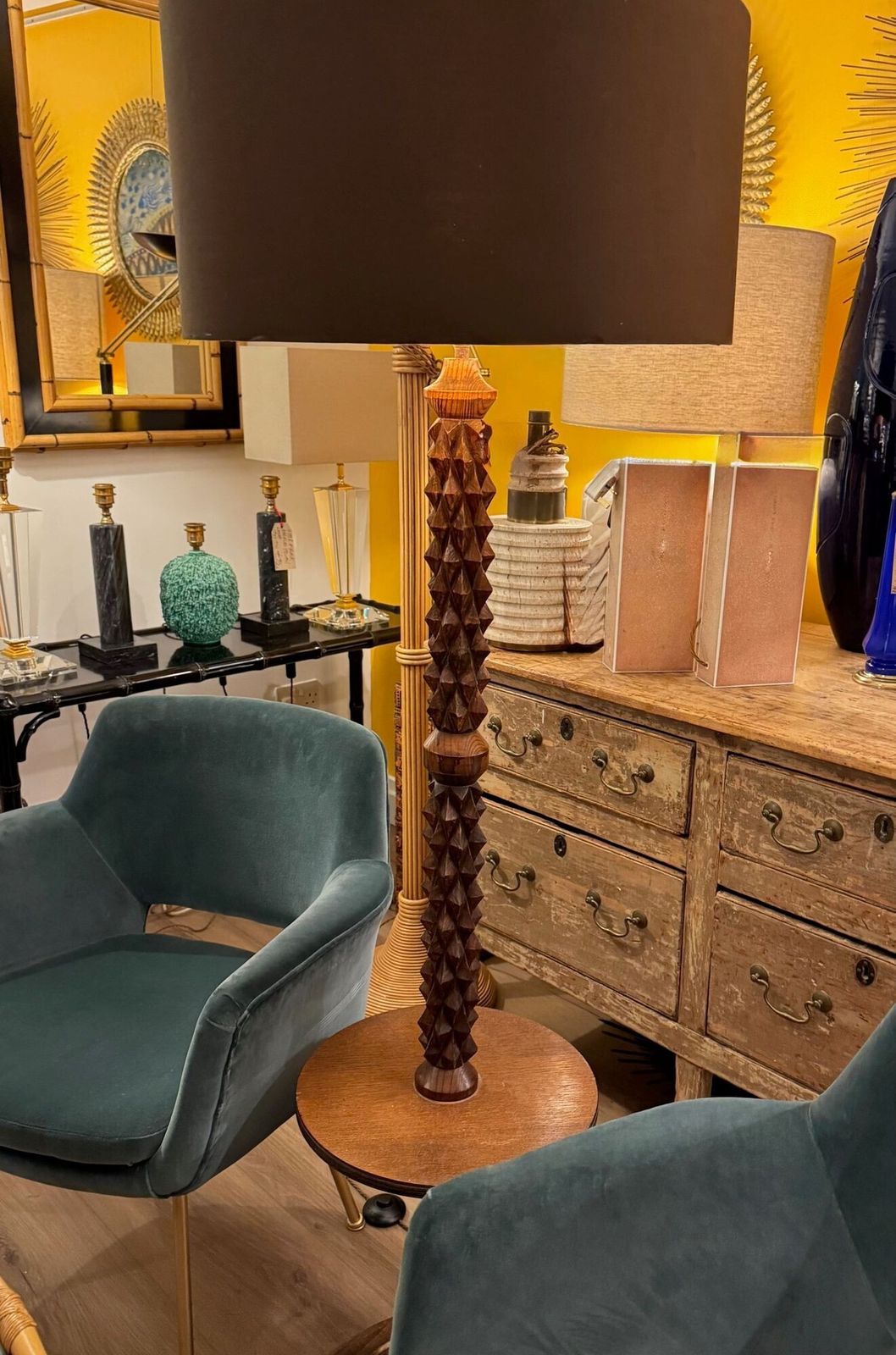 An Unusual French 1940s Brutalist Oak Floor Lamp Attributed To Charles Dudouyt photo buy