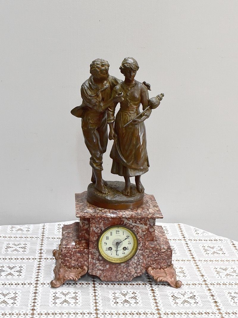 Pendulum With Régule Signed Rousseau, 19th Century