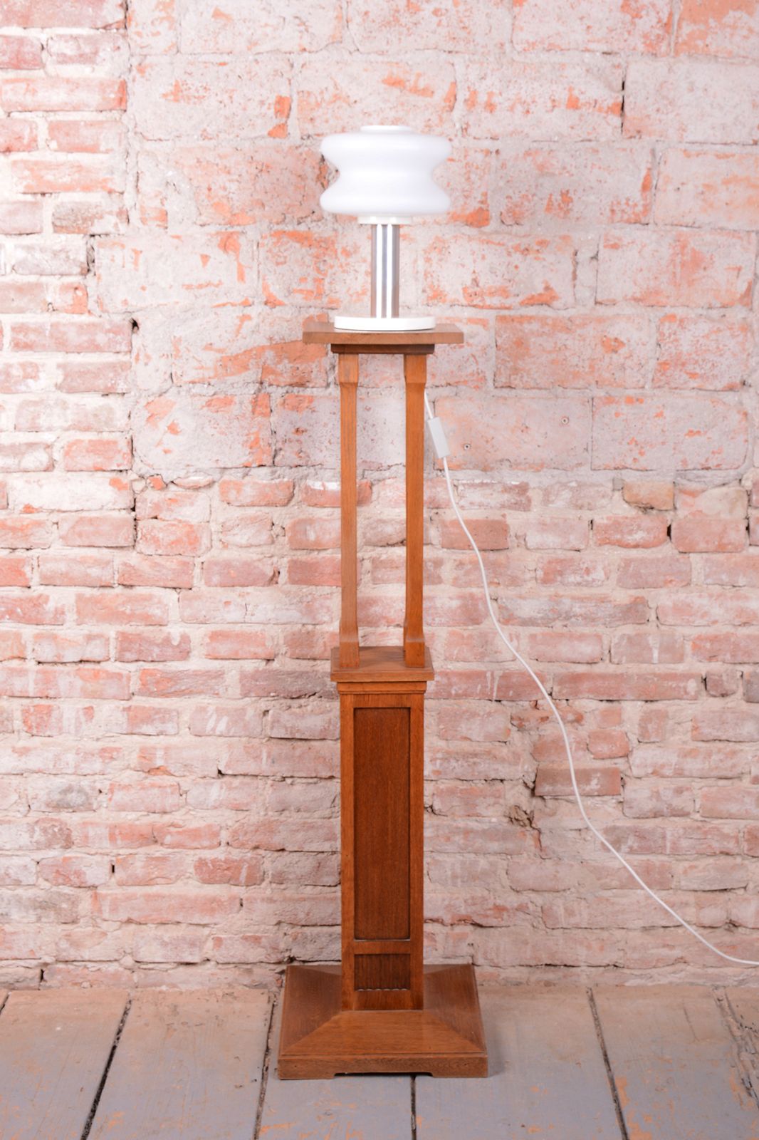 Restored Mid Century Table Lamp, By Napako, Aluminium, Milk Glass, Czech, 1960s photo vintage