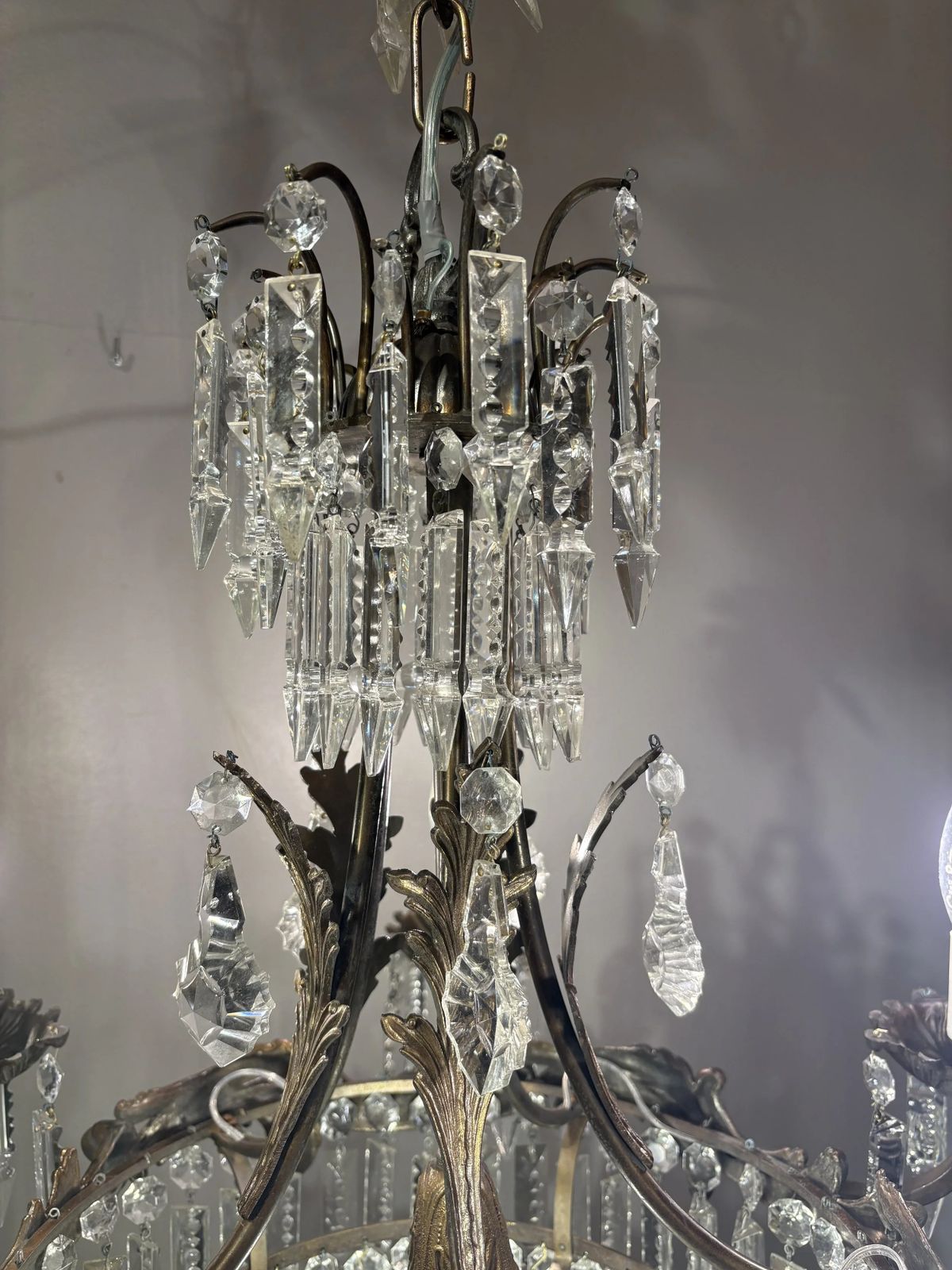 Antique Crystal Empire Style Italian Chandelier, 1950s photo vinterior