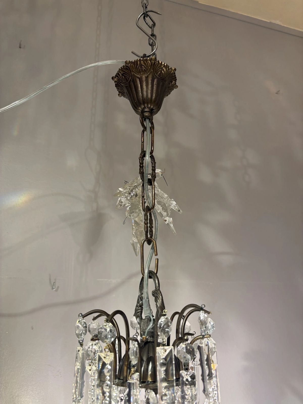 Antique Crystal Empire Style Italian Chandelier, 1950s photo buy