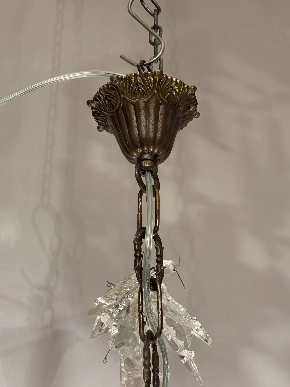 Antique Crystal Empire Style Italian Chandelier, 1950s photo vintage