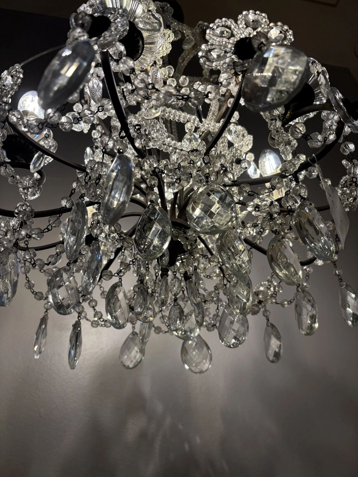 Italian Mid Century Florentine Crystal Chandelier, 1950s photo furniture