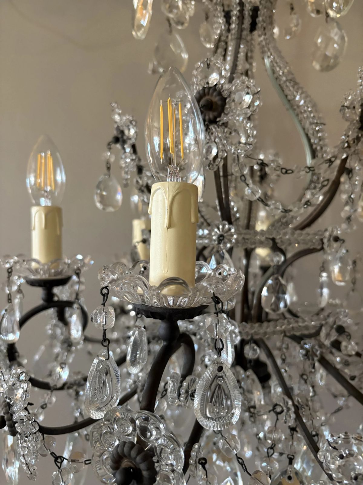 Italian Mid Century Florentine Crystal Chandelier, 1950s photo buy