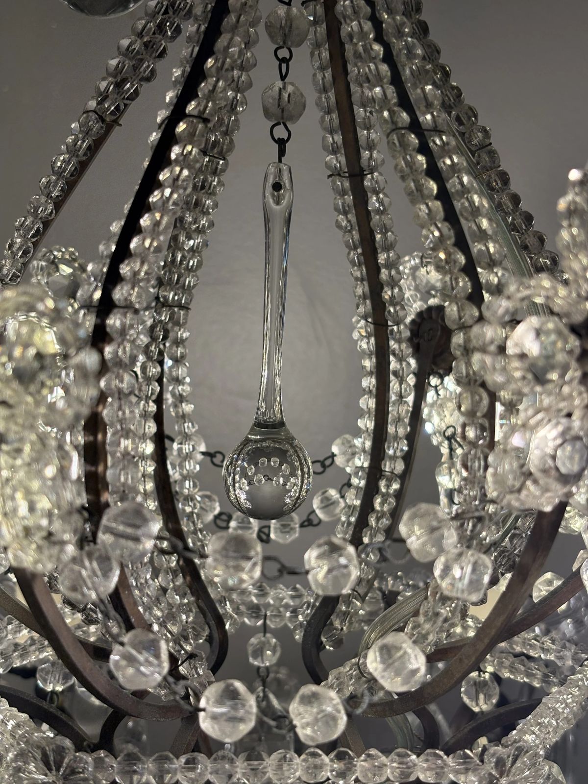 Italian Mid Century Florentine Crystal Chandelier, 1950s photo vintage