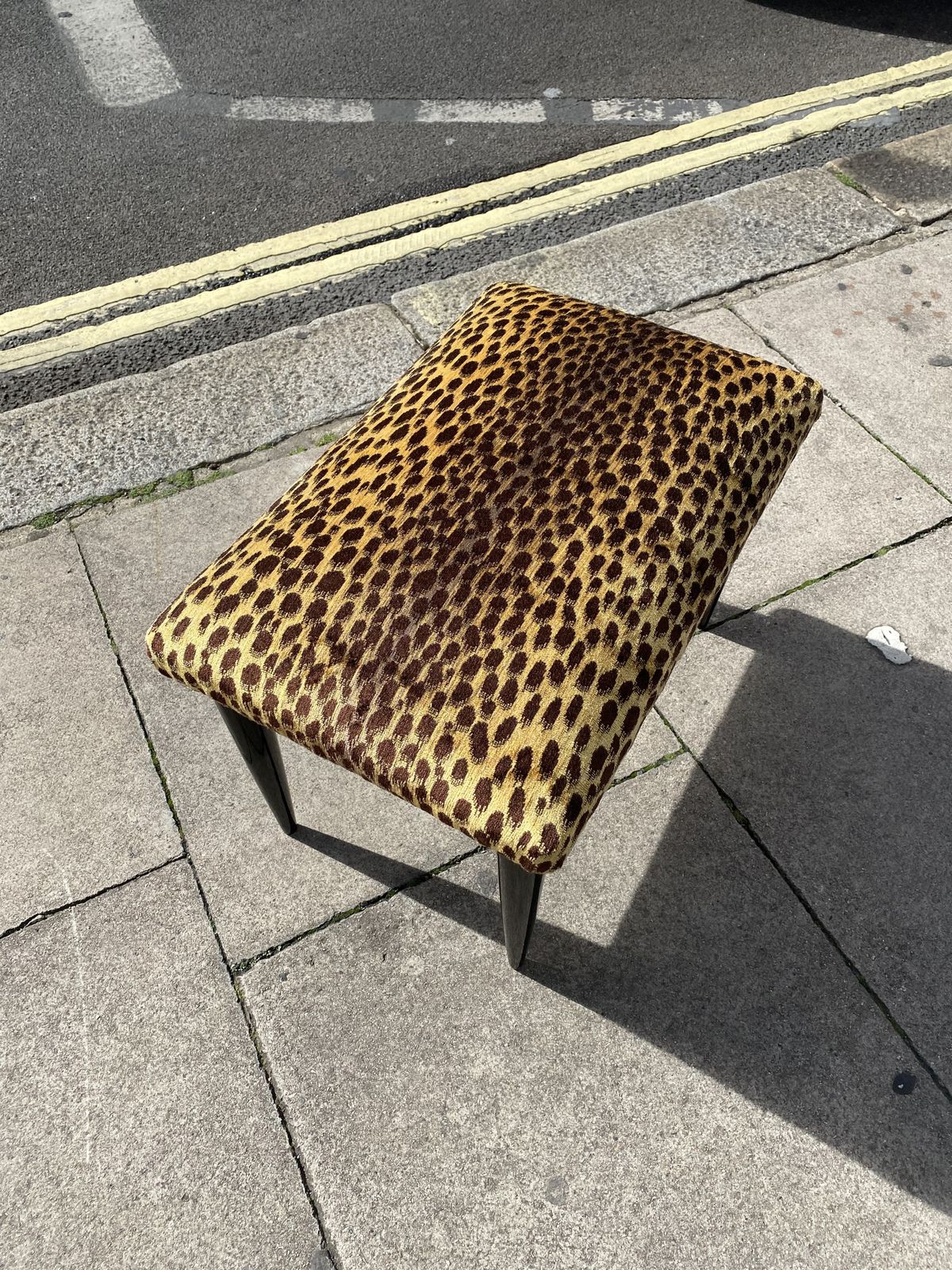 photo buy Paolo Buffa 1950s Italian Ebonized Stool In Jim Thompson Silk Cheetah Velvet Animal Midcentury Modern Restored And Upholstered