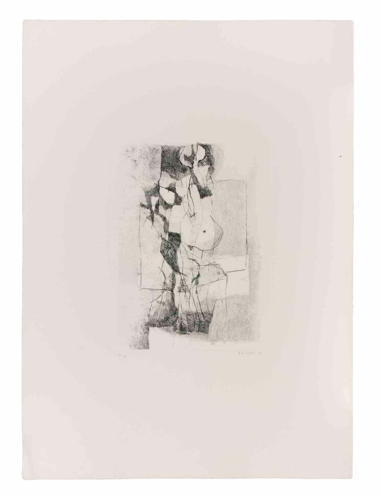 Enzo Brunori Abstract Composition   Etching By Enzo Brunori   1977 1977 photo furniture