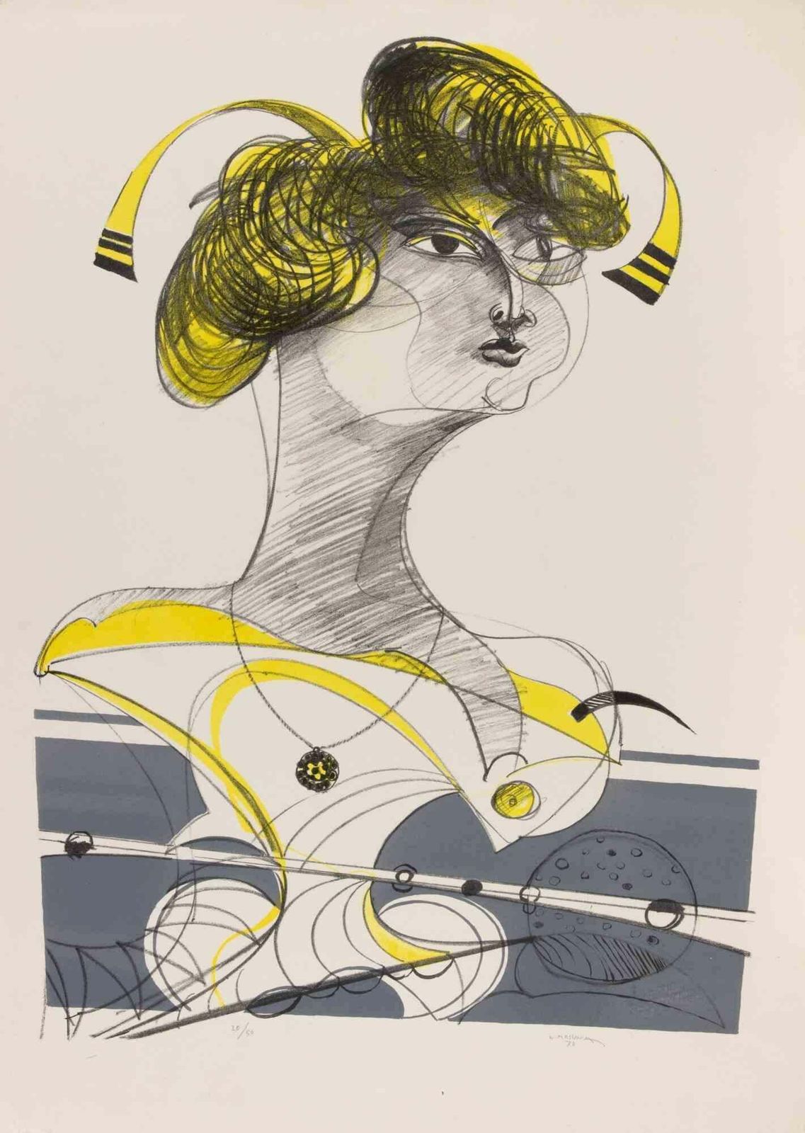 Lillo Messina Woman   Lithograph By Lillo Messina   1980s 1980