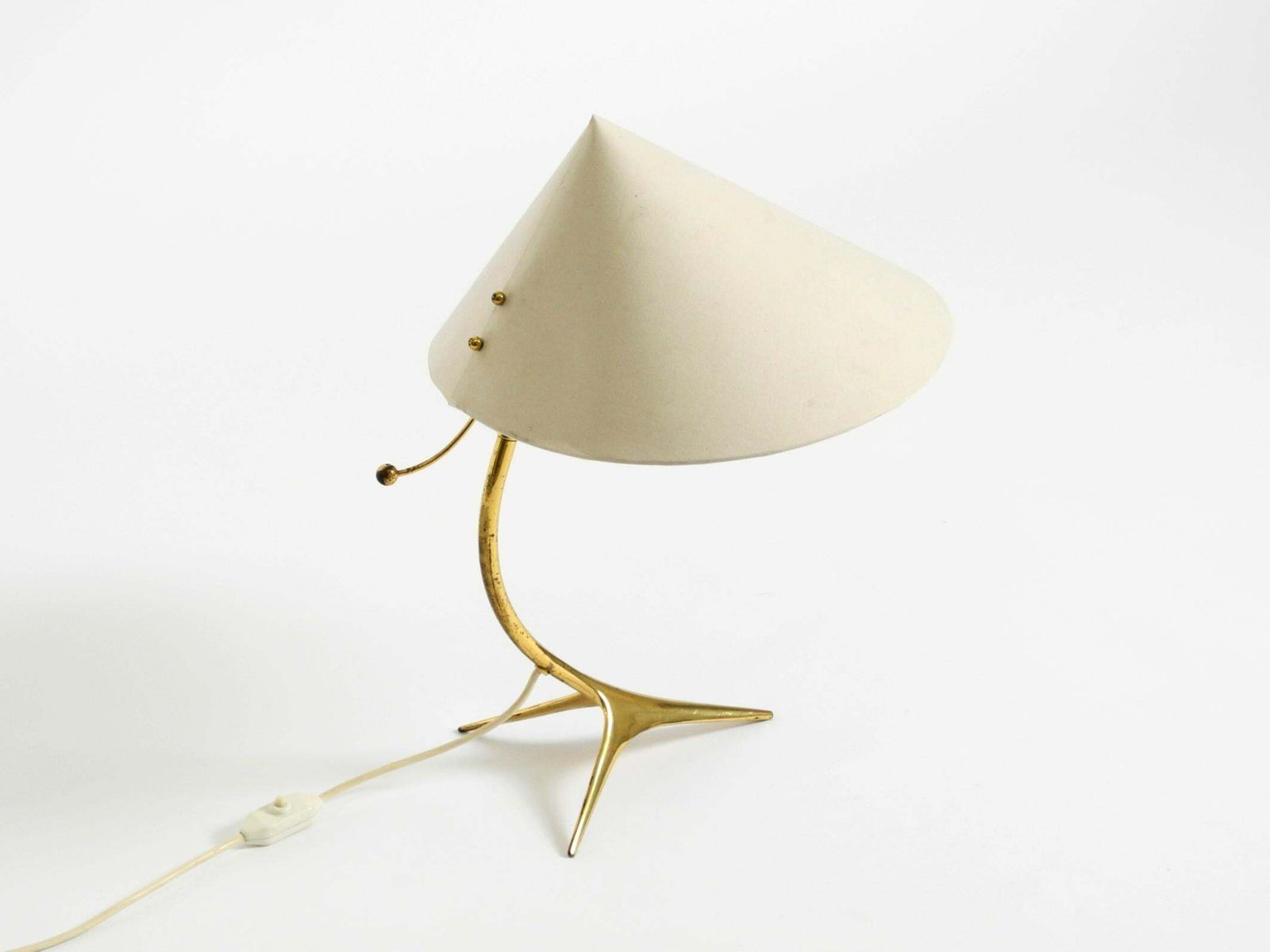 Beautiful Large Mid Century Brass Crow's Foot Table Lamp By Kalmar Austria photo vinterior