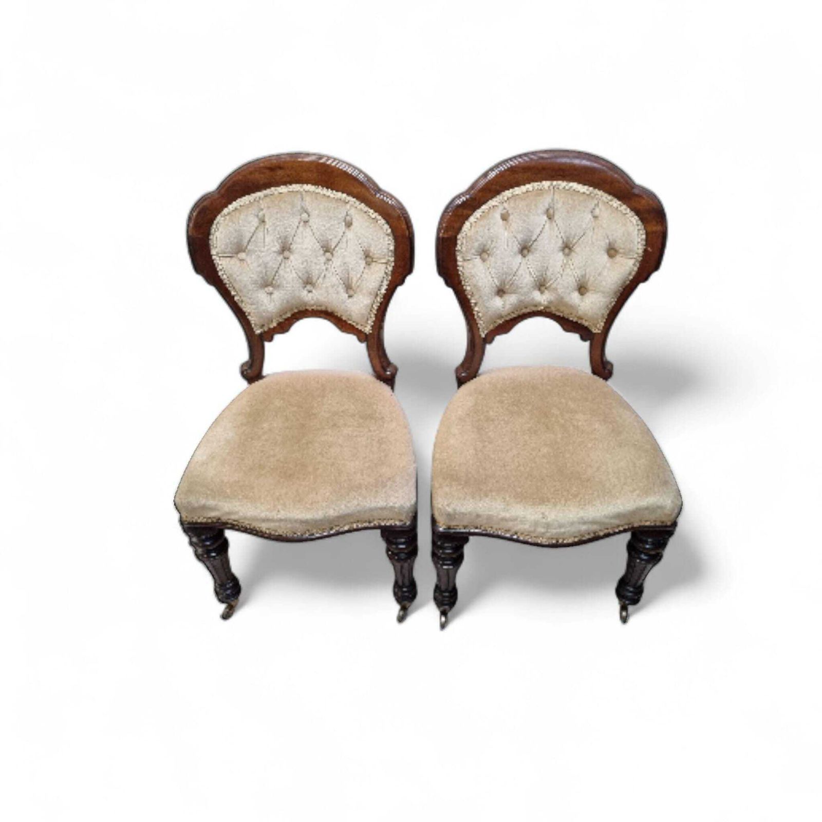 Victorian Upholstered Dining Chairs / C. 1880 / Set Of Two photo for sale