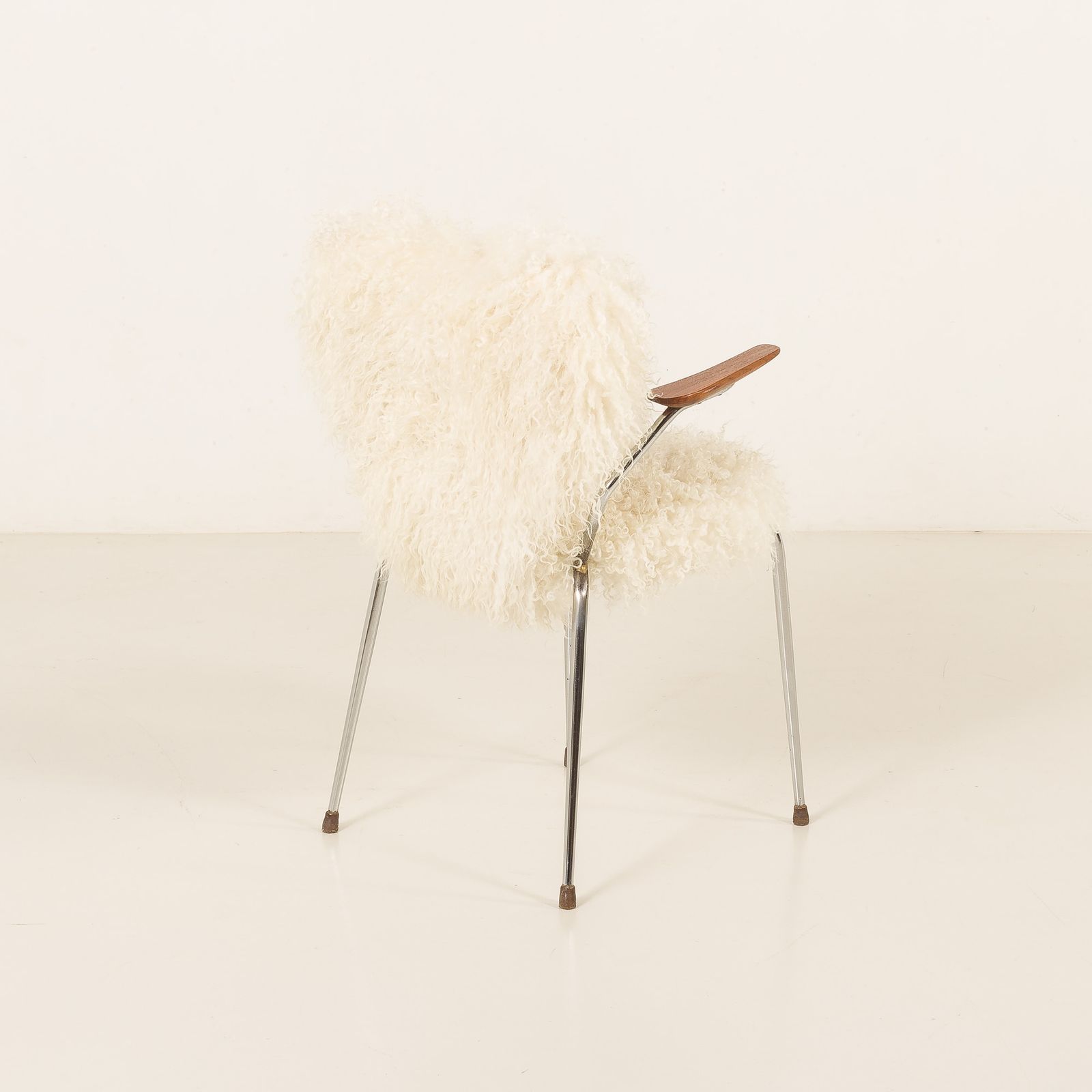 Mid Century Long Hair Sheepskin Chair In The Style Of Arne Jacobsen, Denmark 1950s photo 1098.0